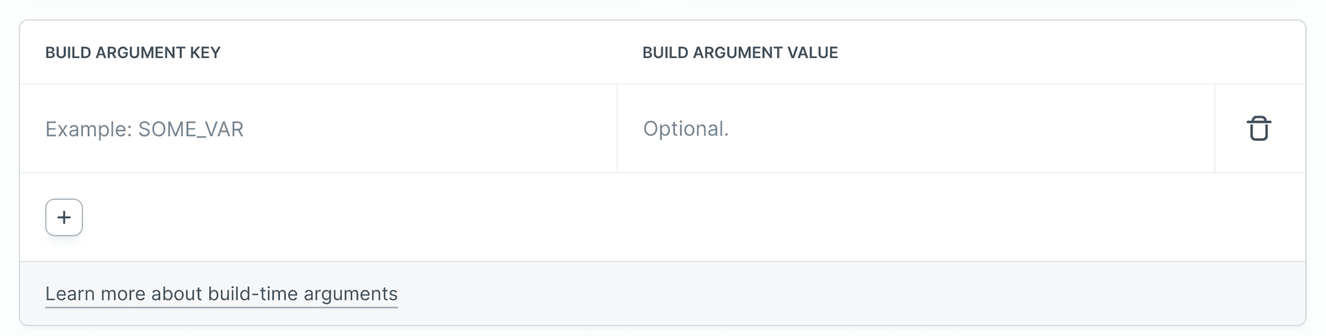 Build arguments