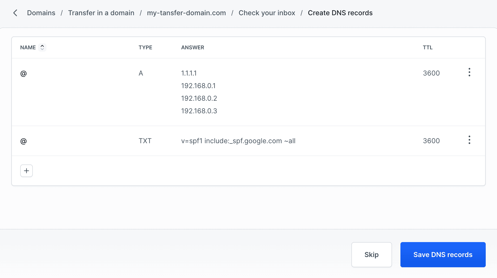 Creating DNS records