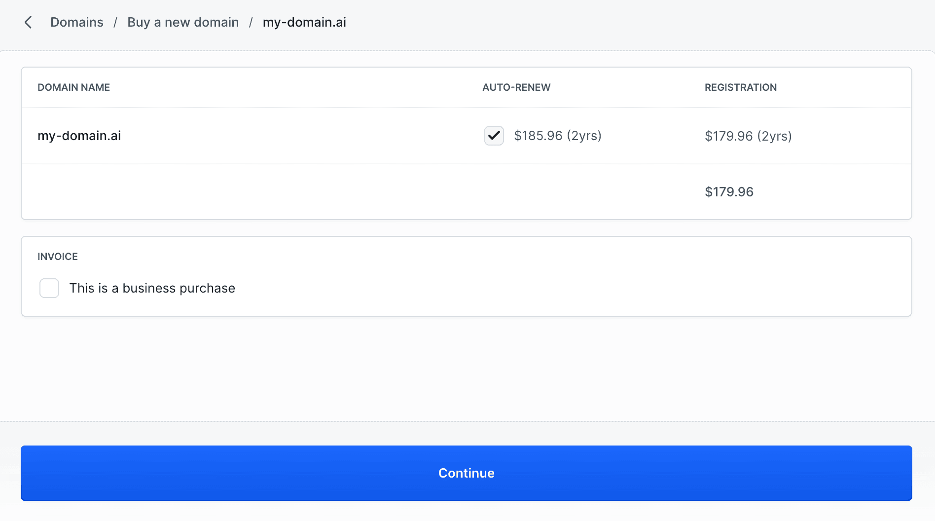 Purchase summary