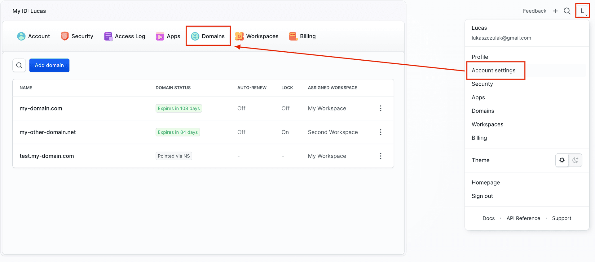 Domains in my-id