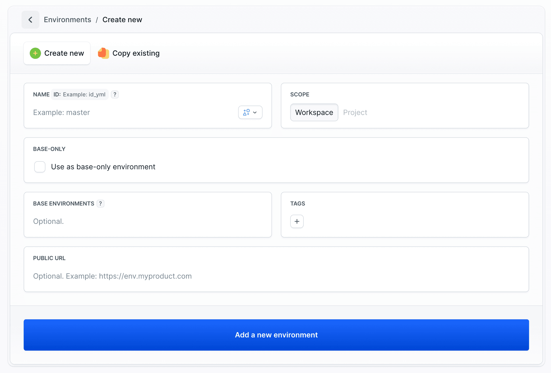 Adding a new environment