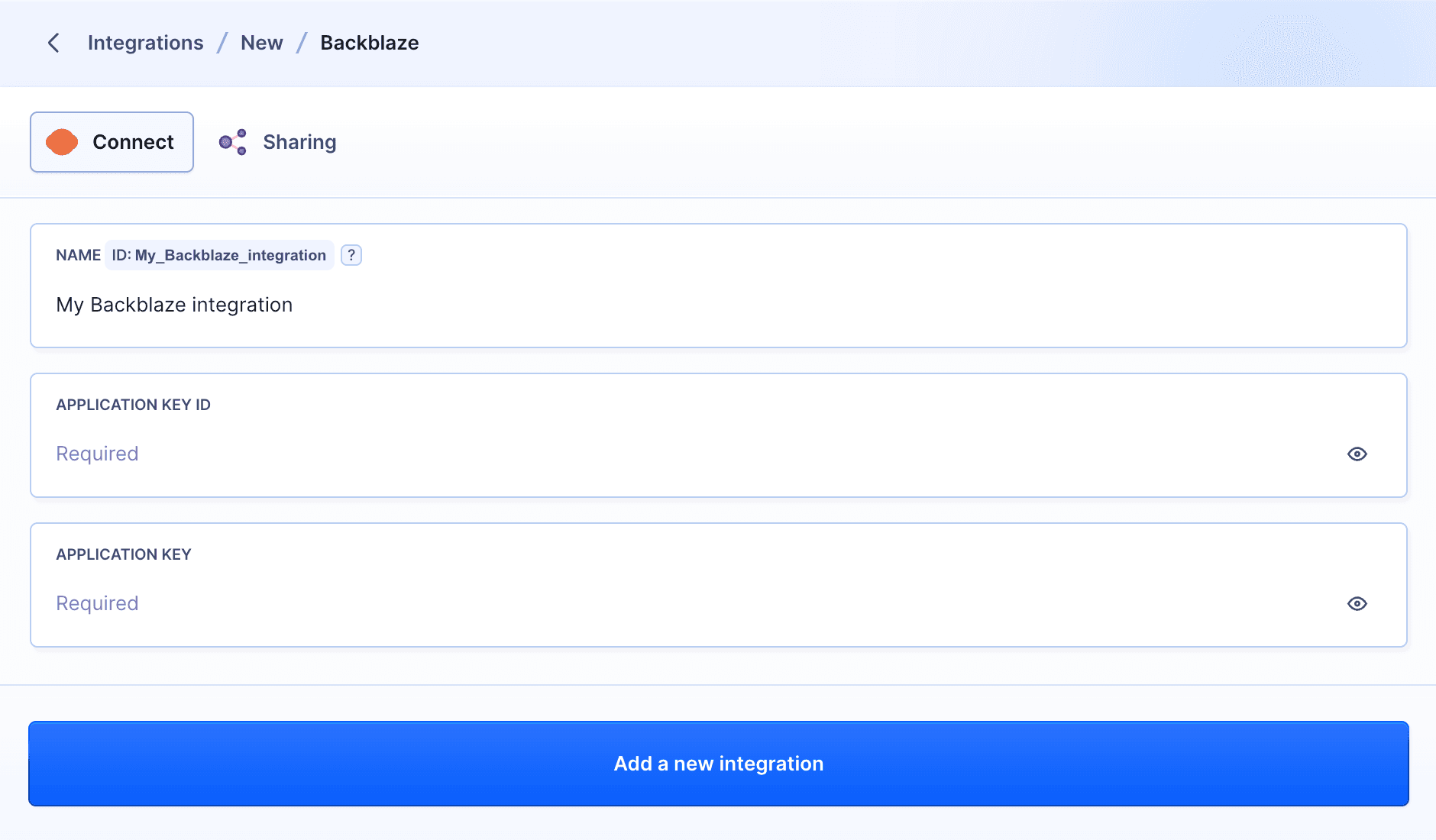 Backblaze integration configuration