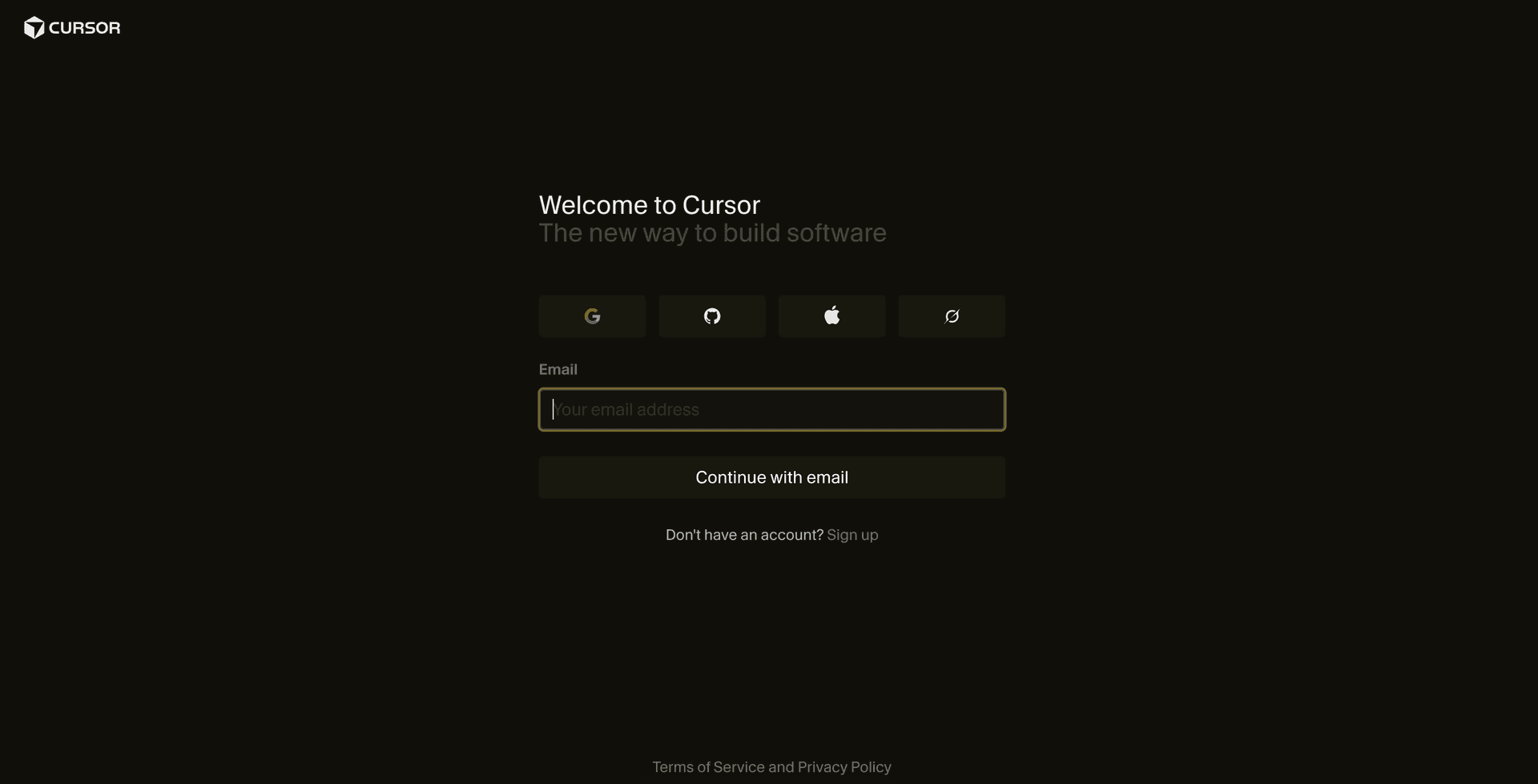 Signing in to the Cursor dashboard
