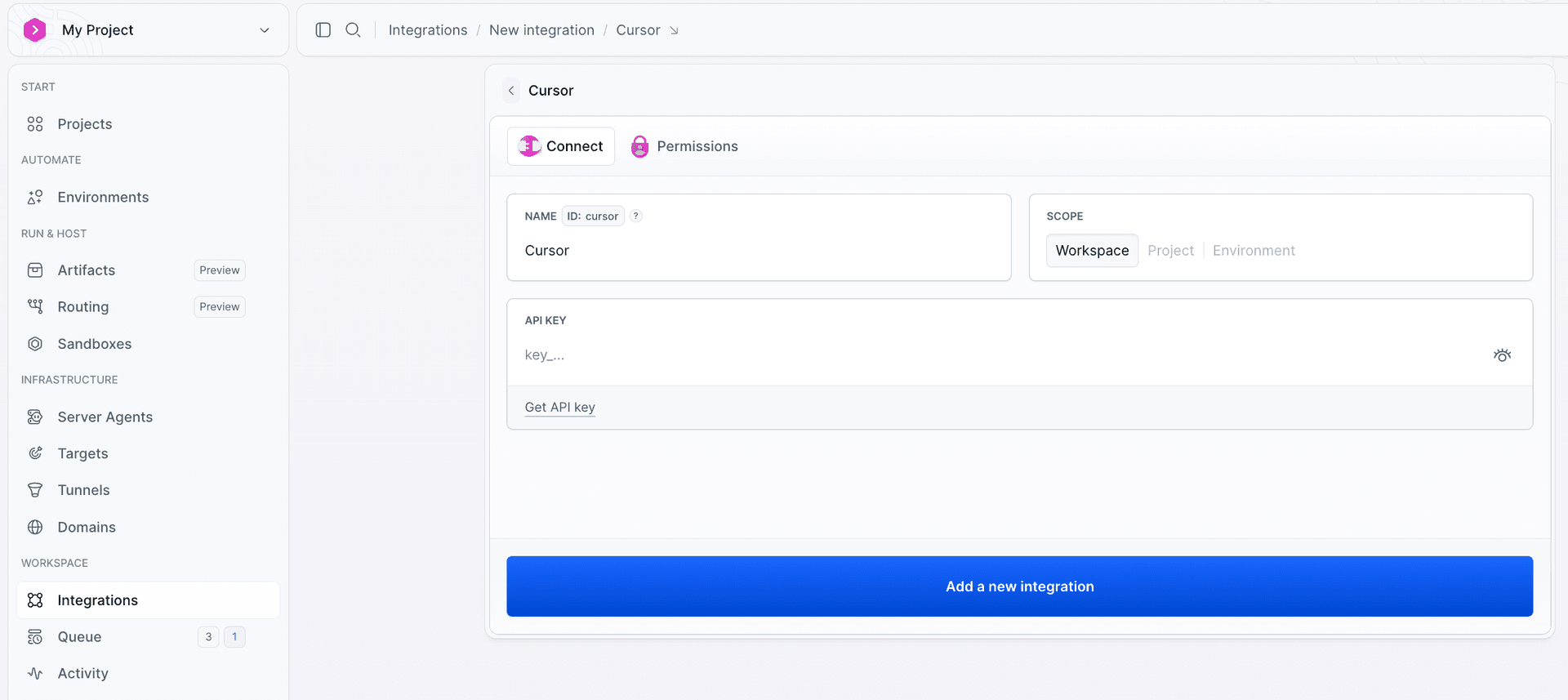 Cursor integration configuration