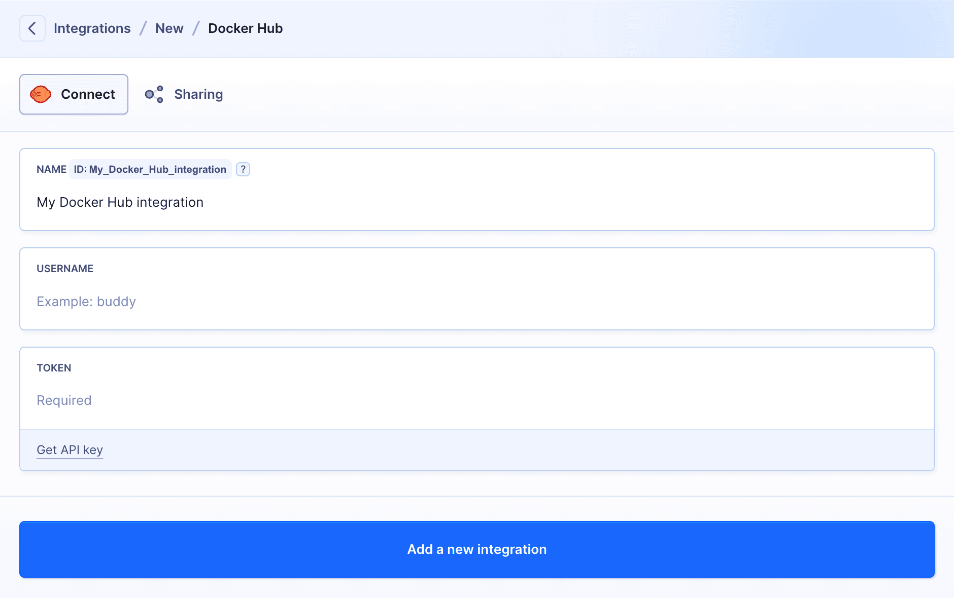 Docker Hub integration configuration