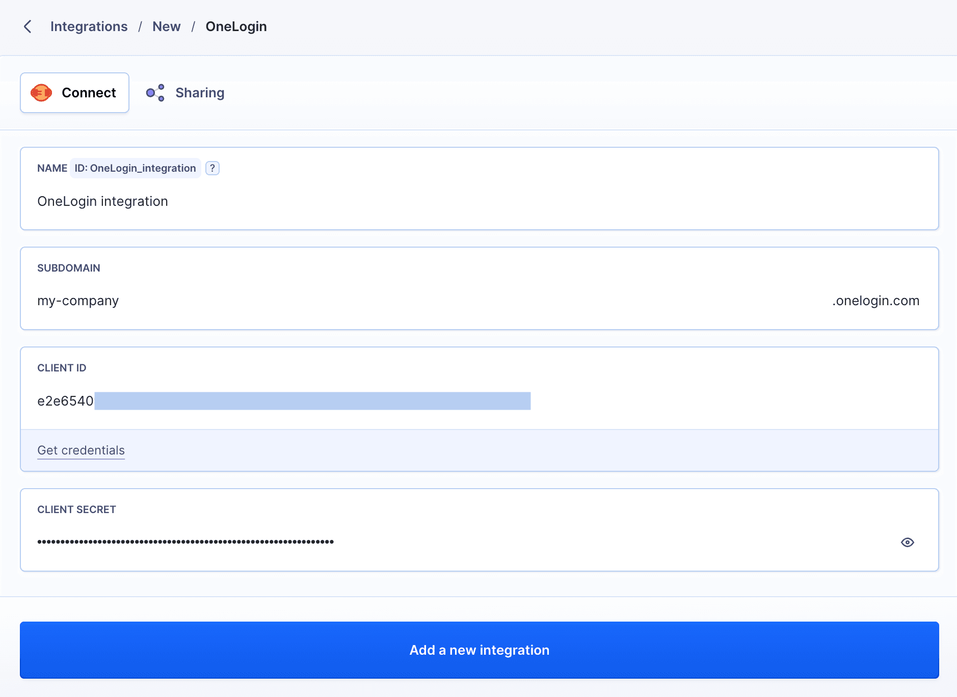 OneLogin integration configuration