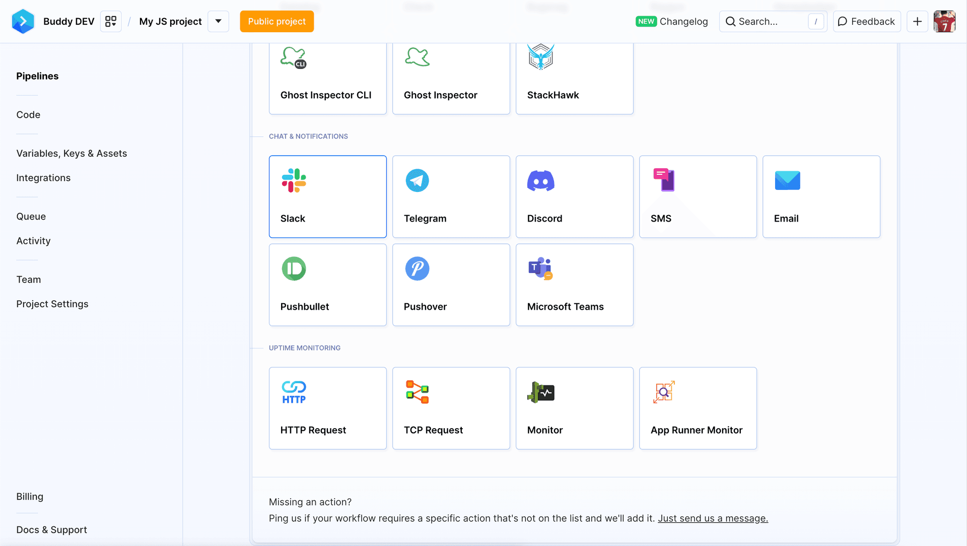 Slack location in action roster