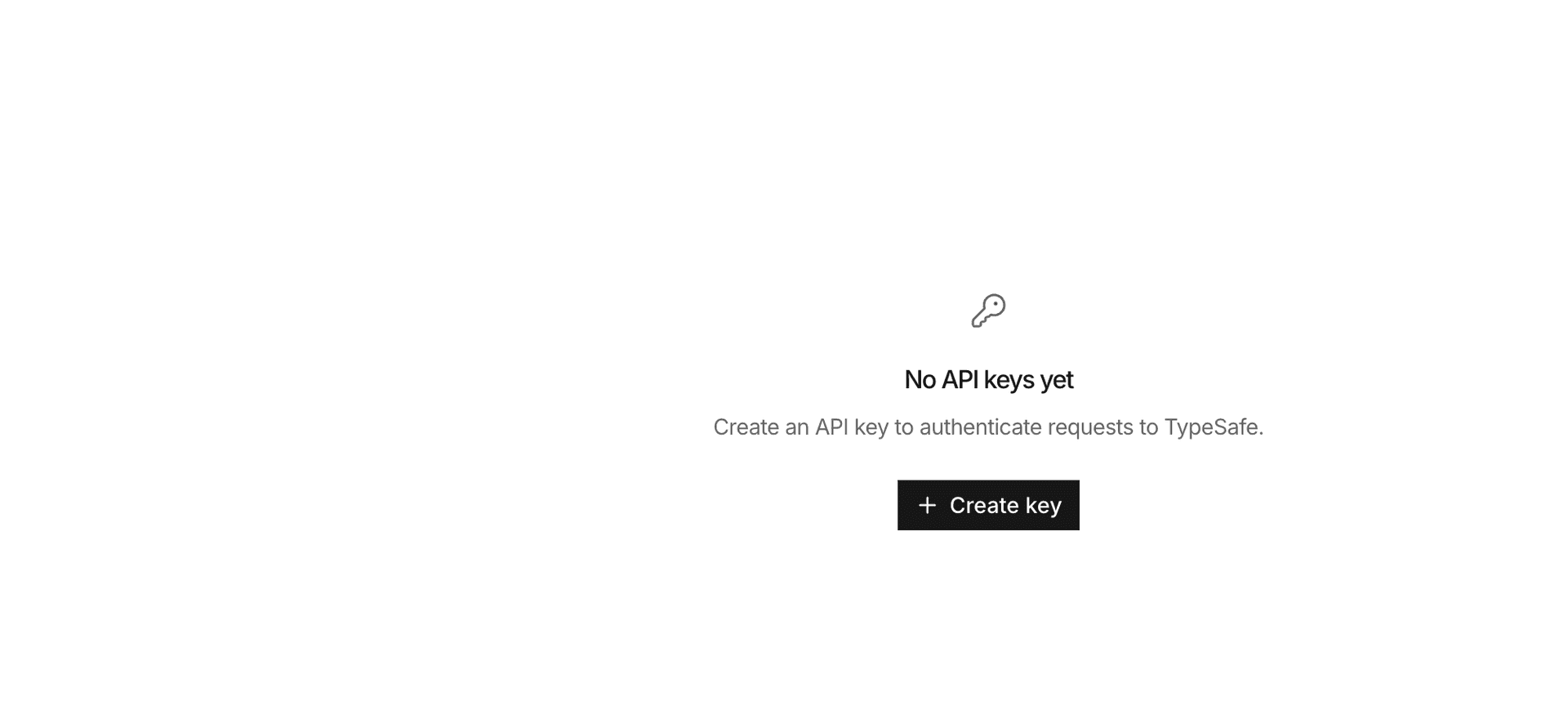 API keys page in TypeSafe
