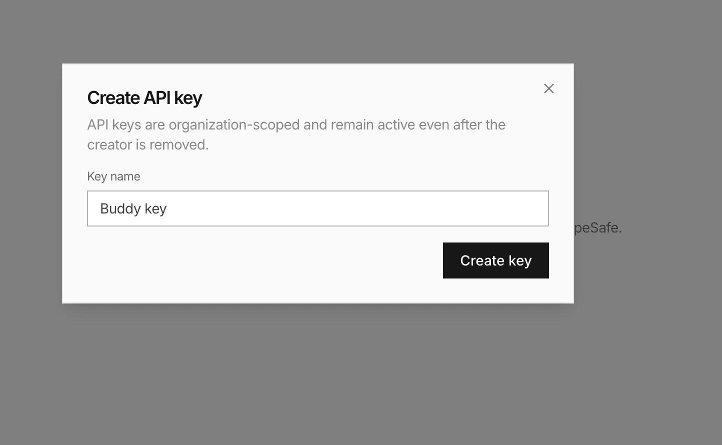 Creating an API key in TypeSafe