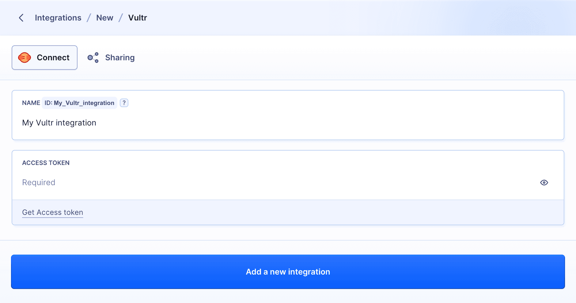 Vultr integration configuration