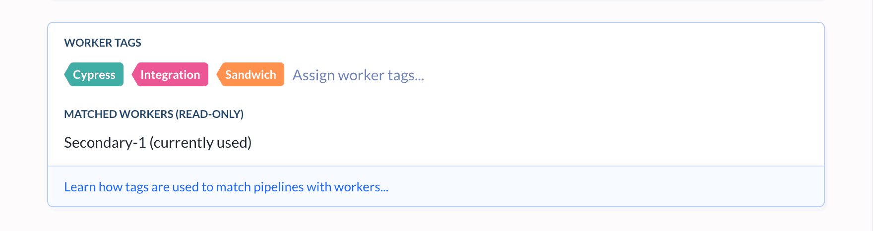 Runner tags in pipeline settings