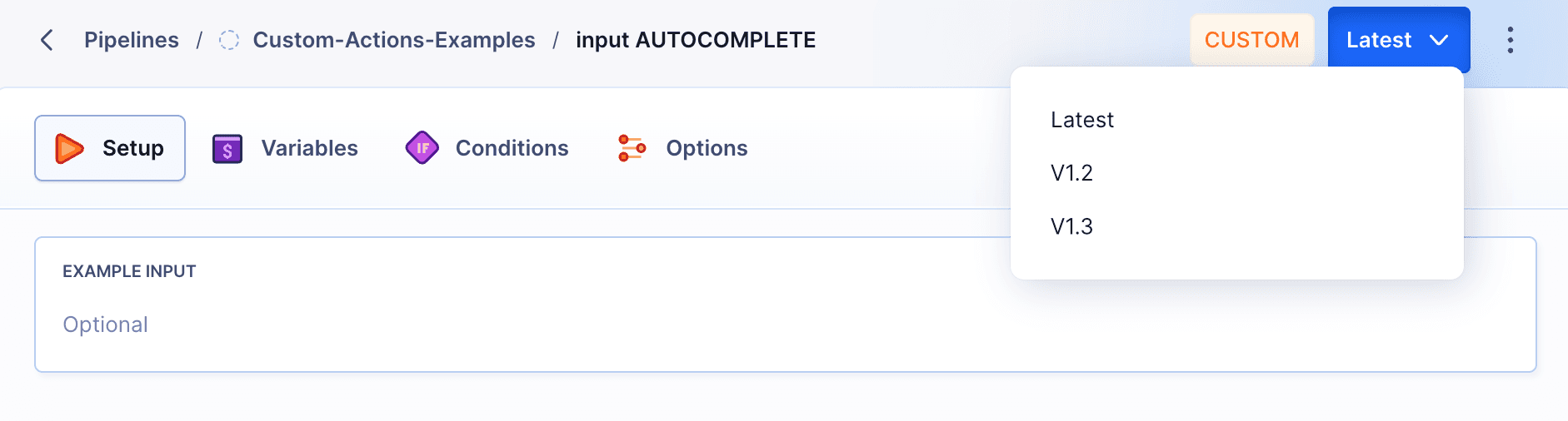 Selecting action version