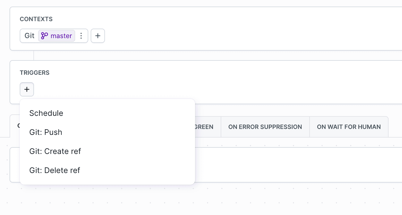 Git event trigger options