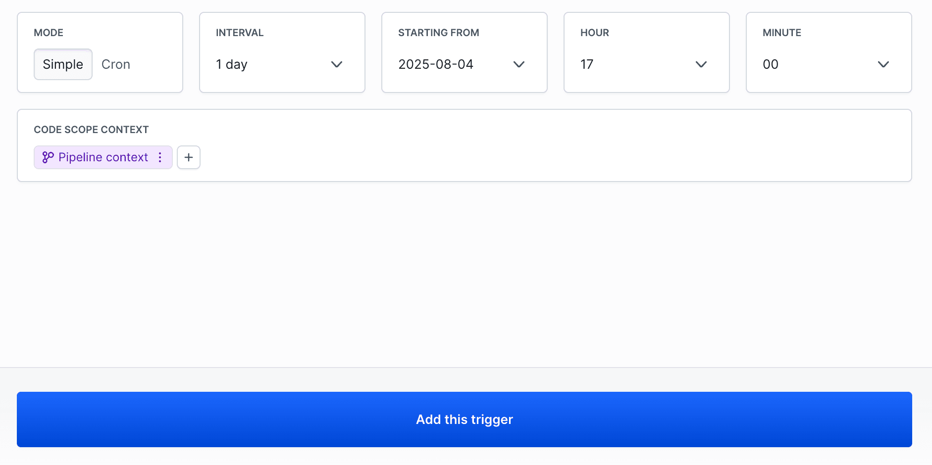 Setting recurrent pipeline execution