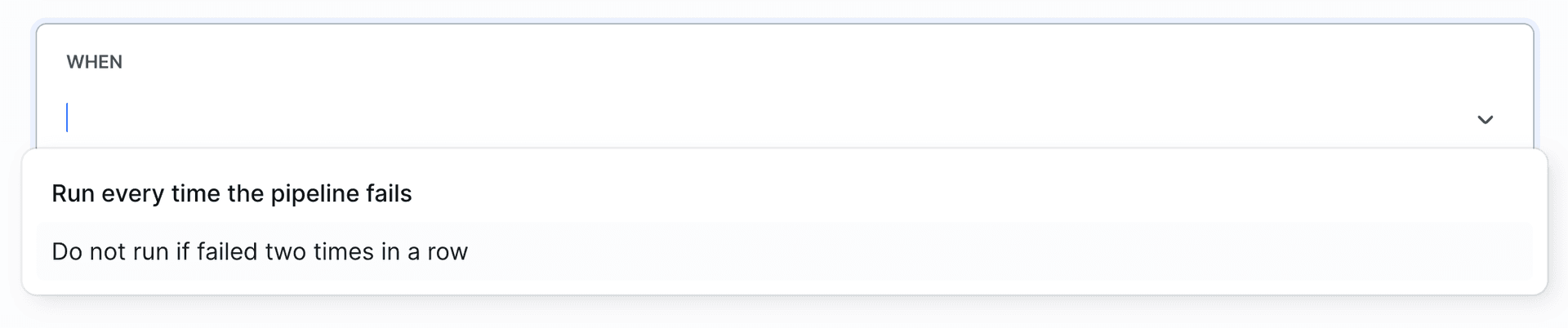 WHEN option in On Failure scenario for notification actions
