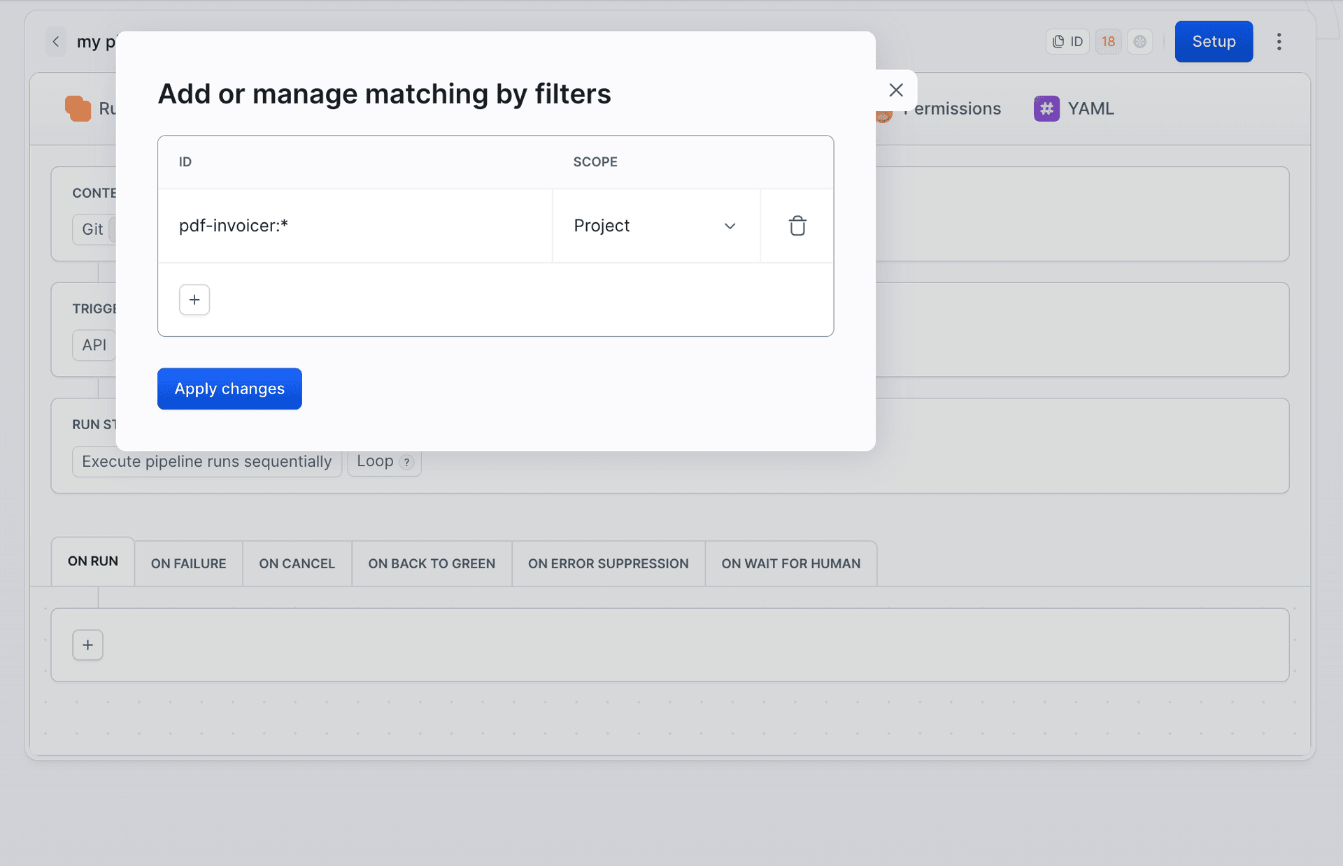 Matching filters for the artifact trigger