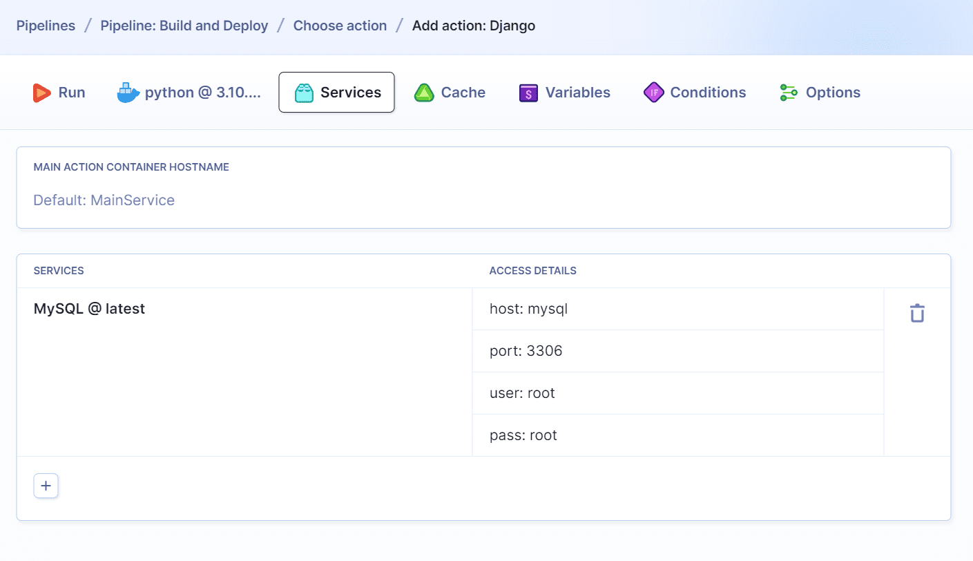 Services tab