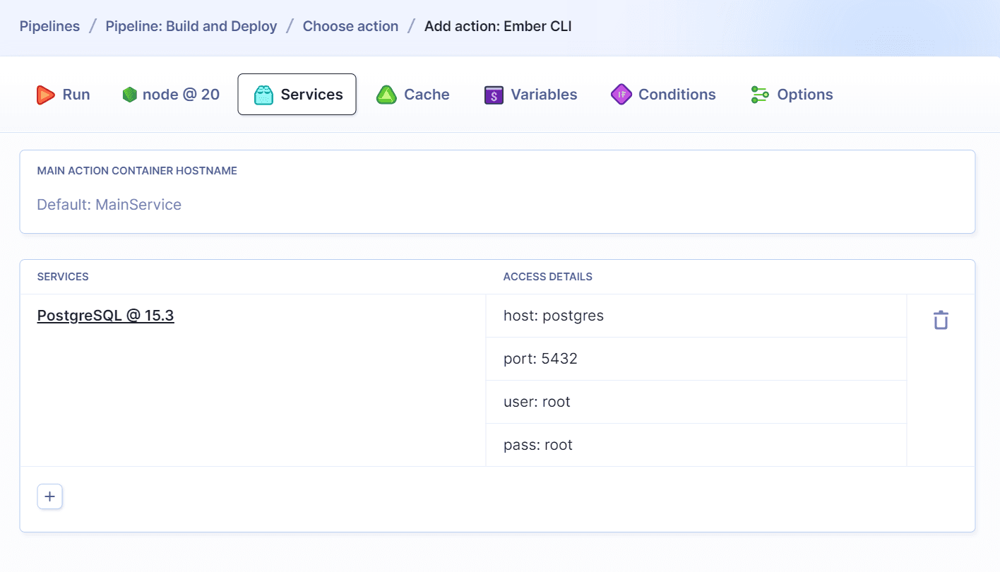 Services tab