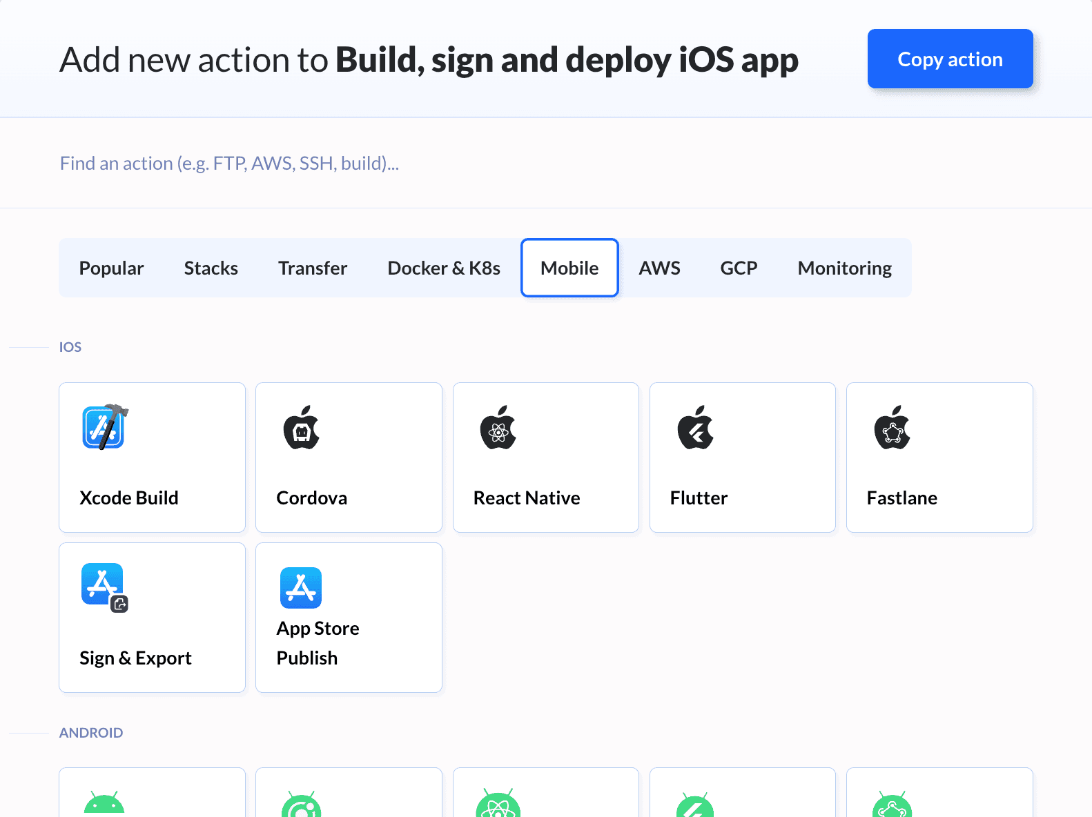 iOS actions