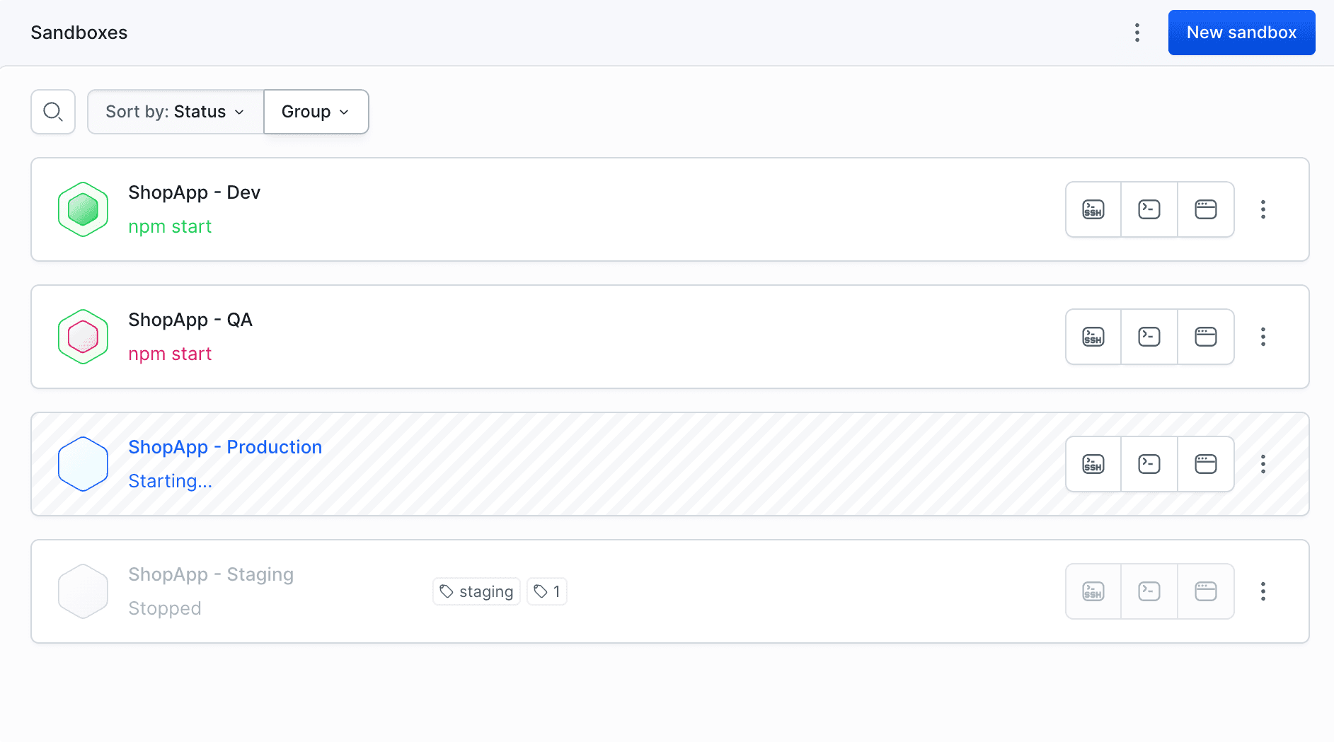 Creating a new Sandbox