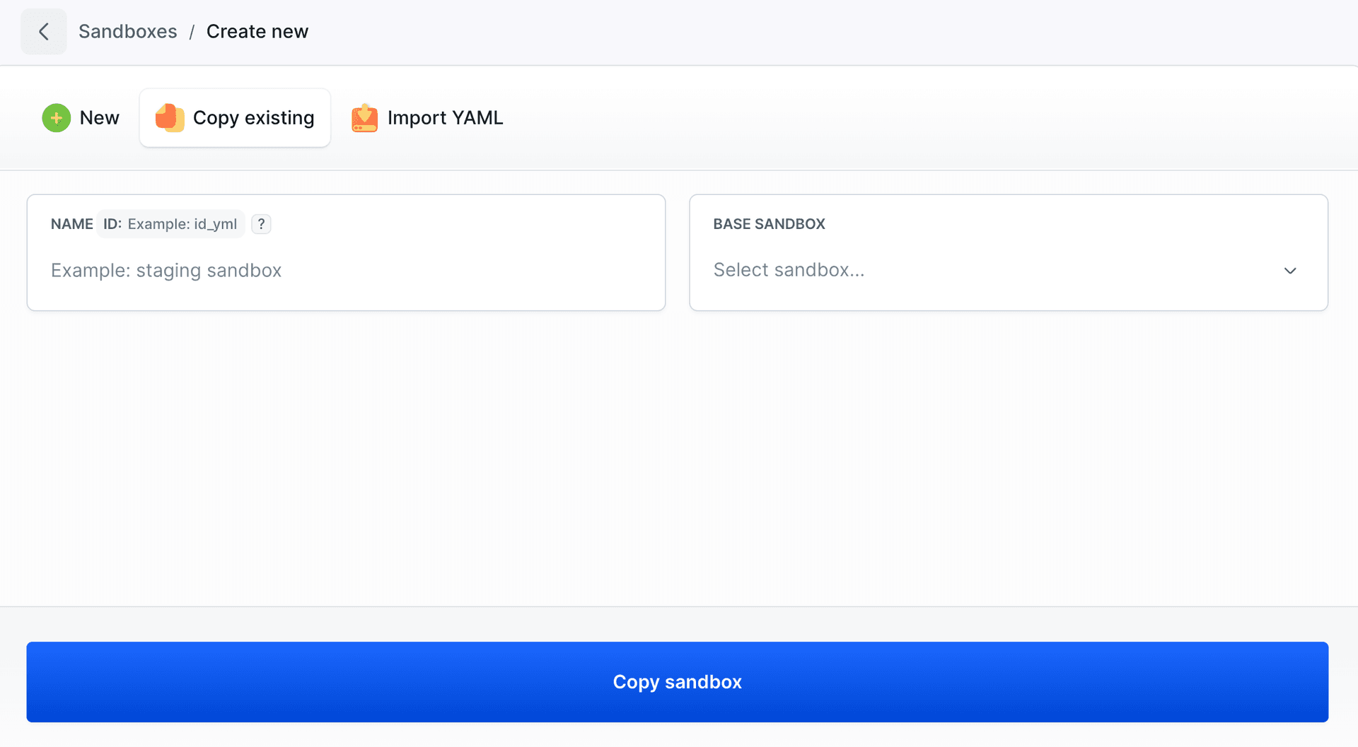 "Copy Existing" option