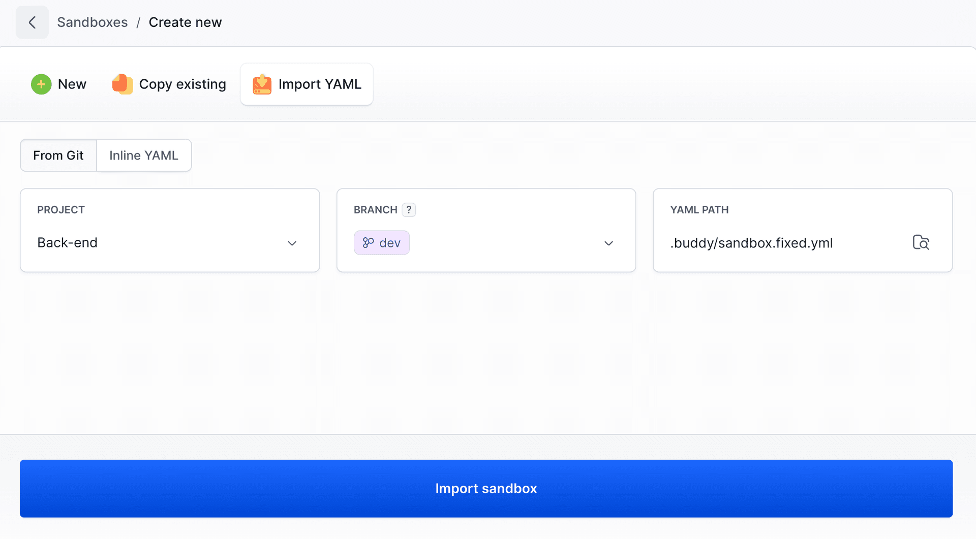 Import YAML from Git