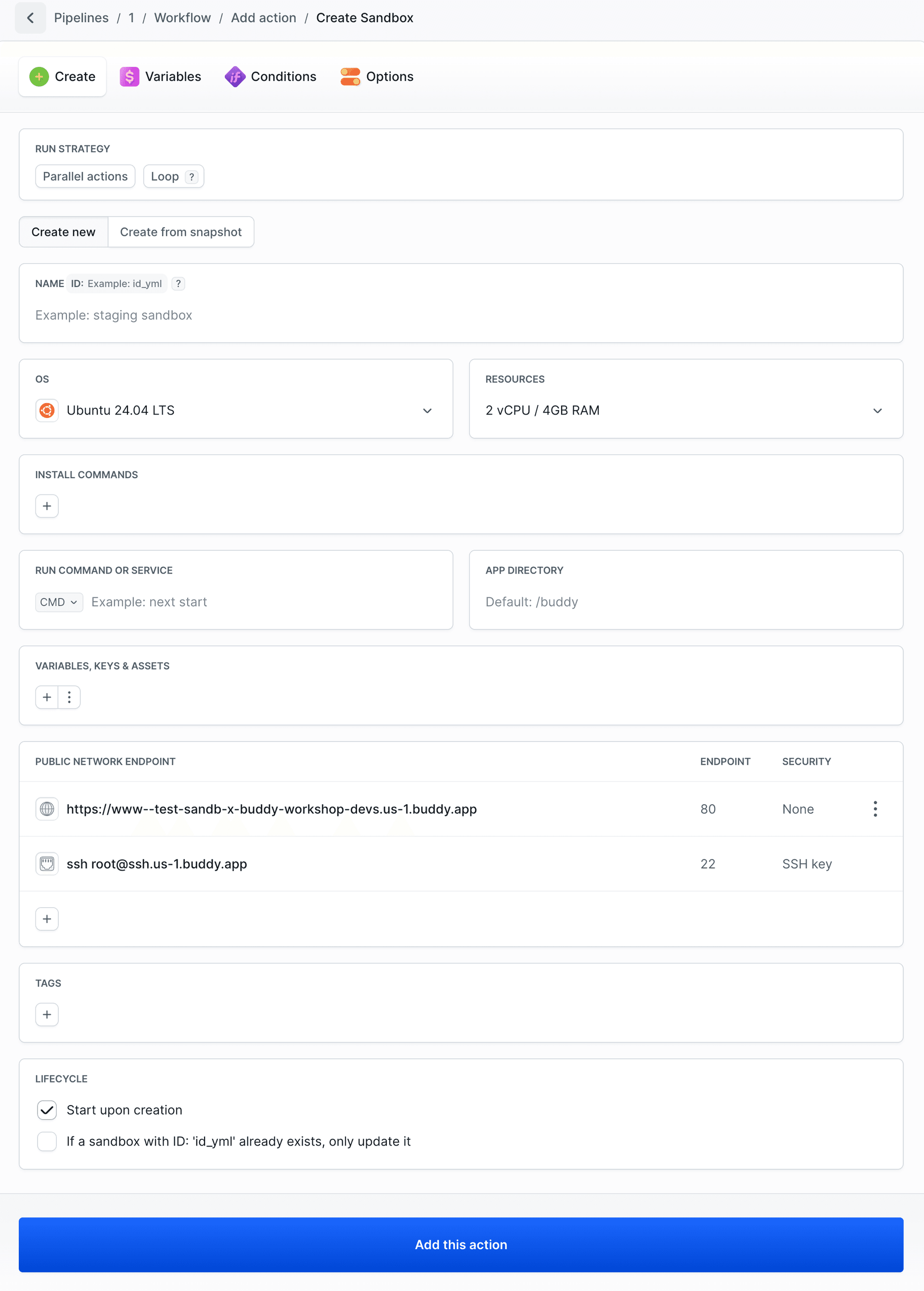 Create new Sandbox