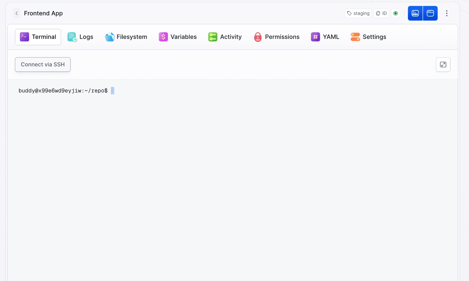Connect via SSH