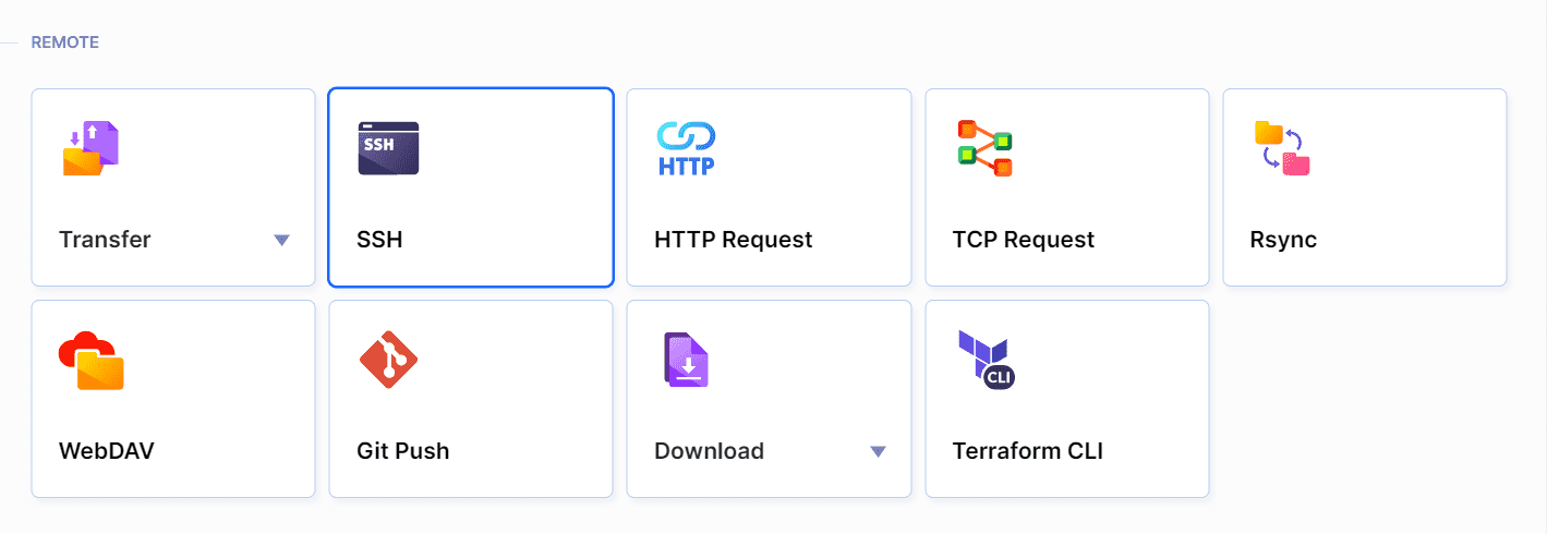 Selecting SSH action