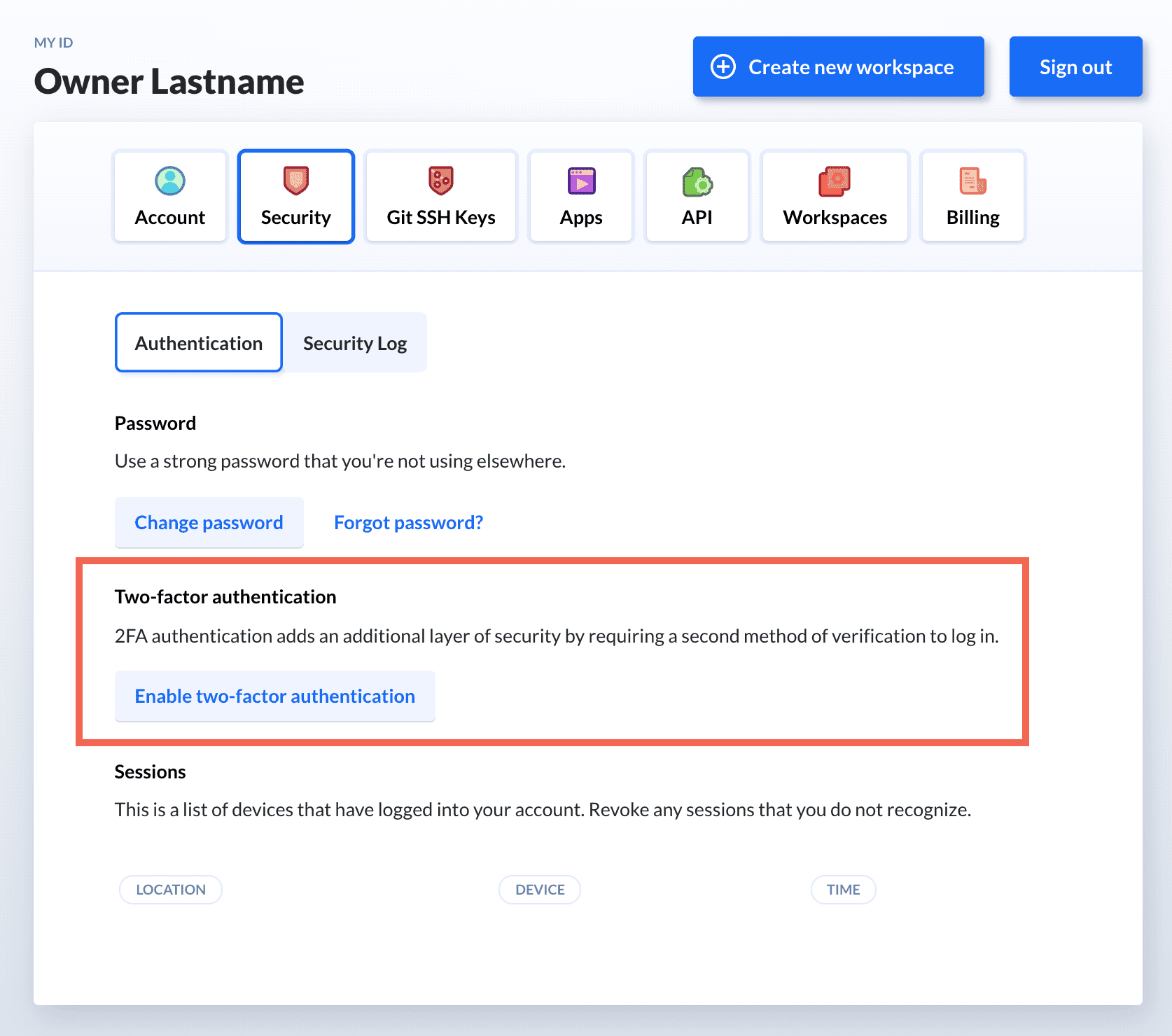 2FA switch location