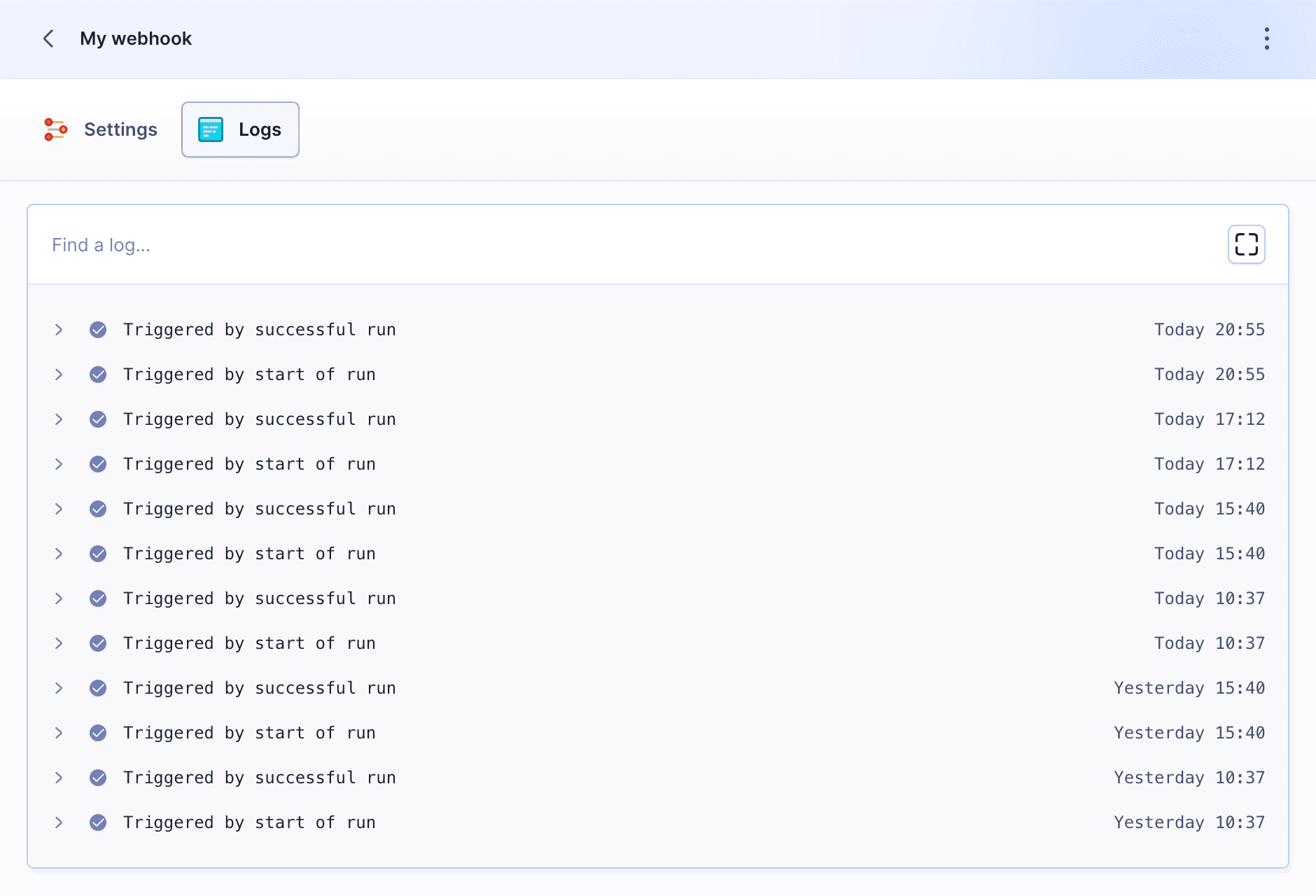 Webhook logs
