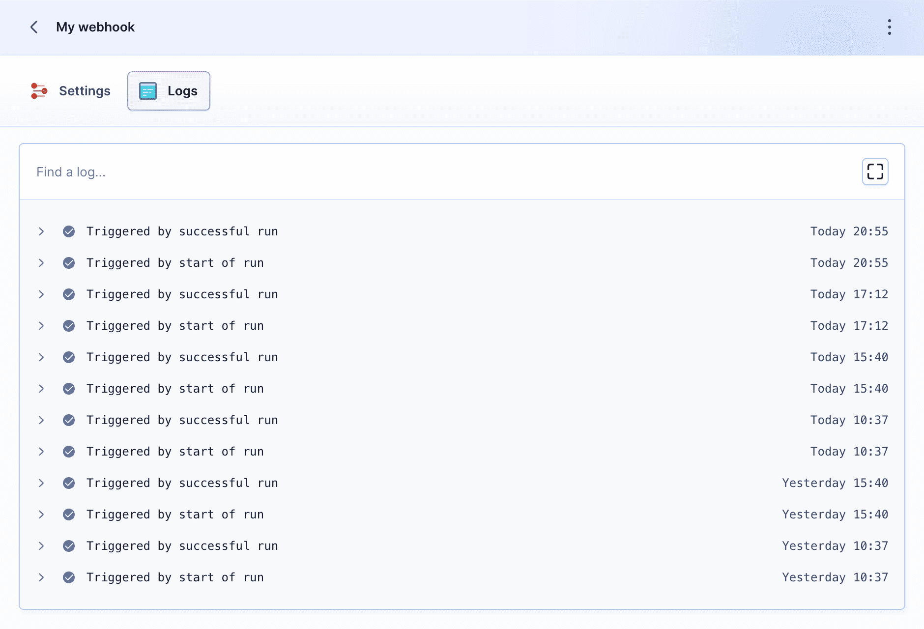 Webhook logs
