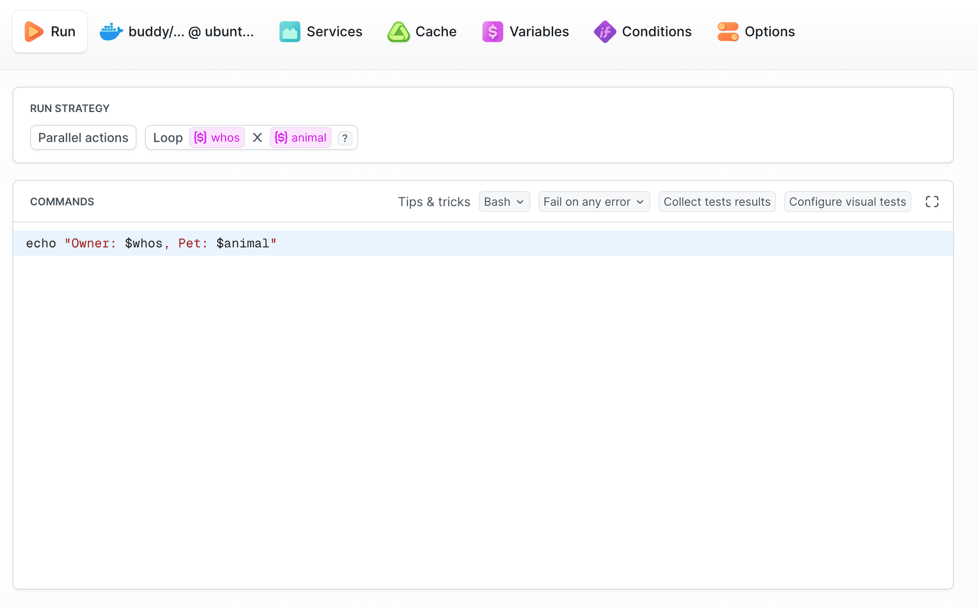 View action with set loops