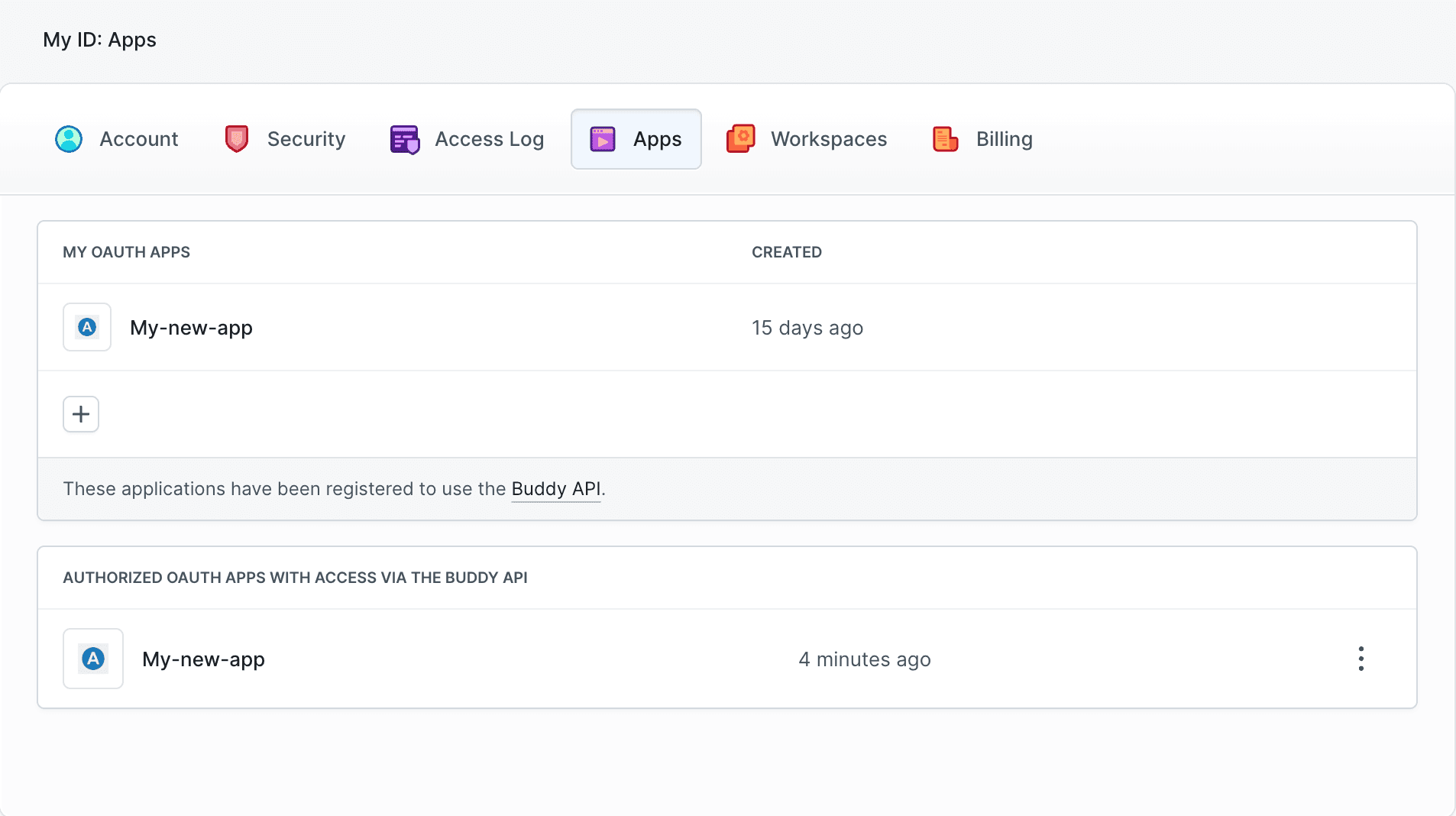 OAuth apps panel