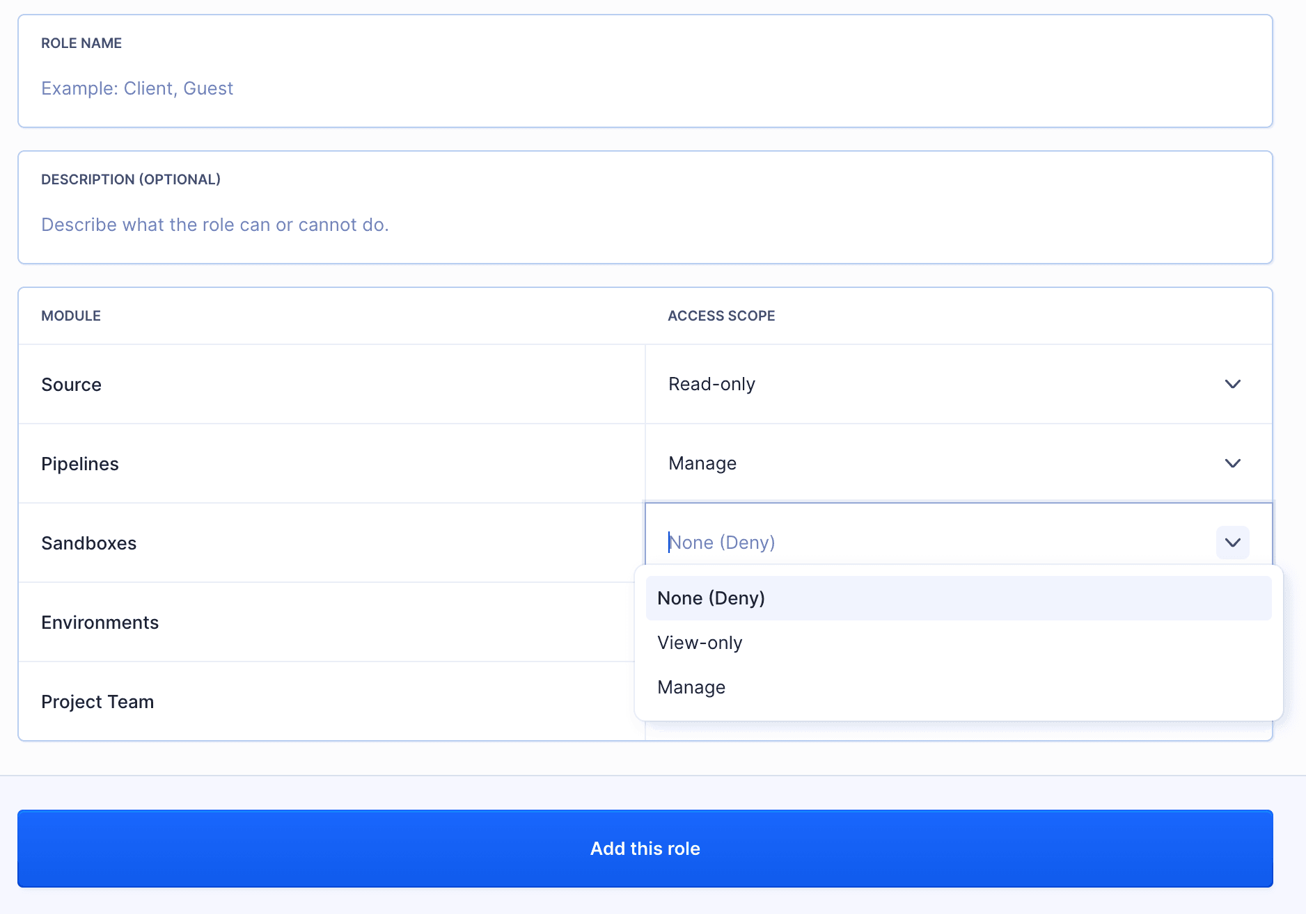 Adding a custom role