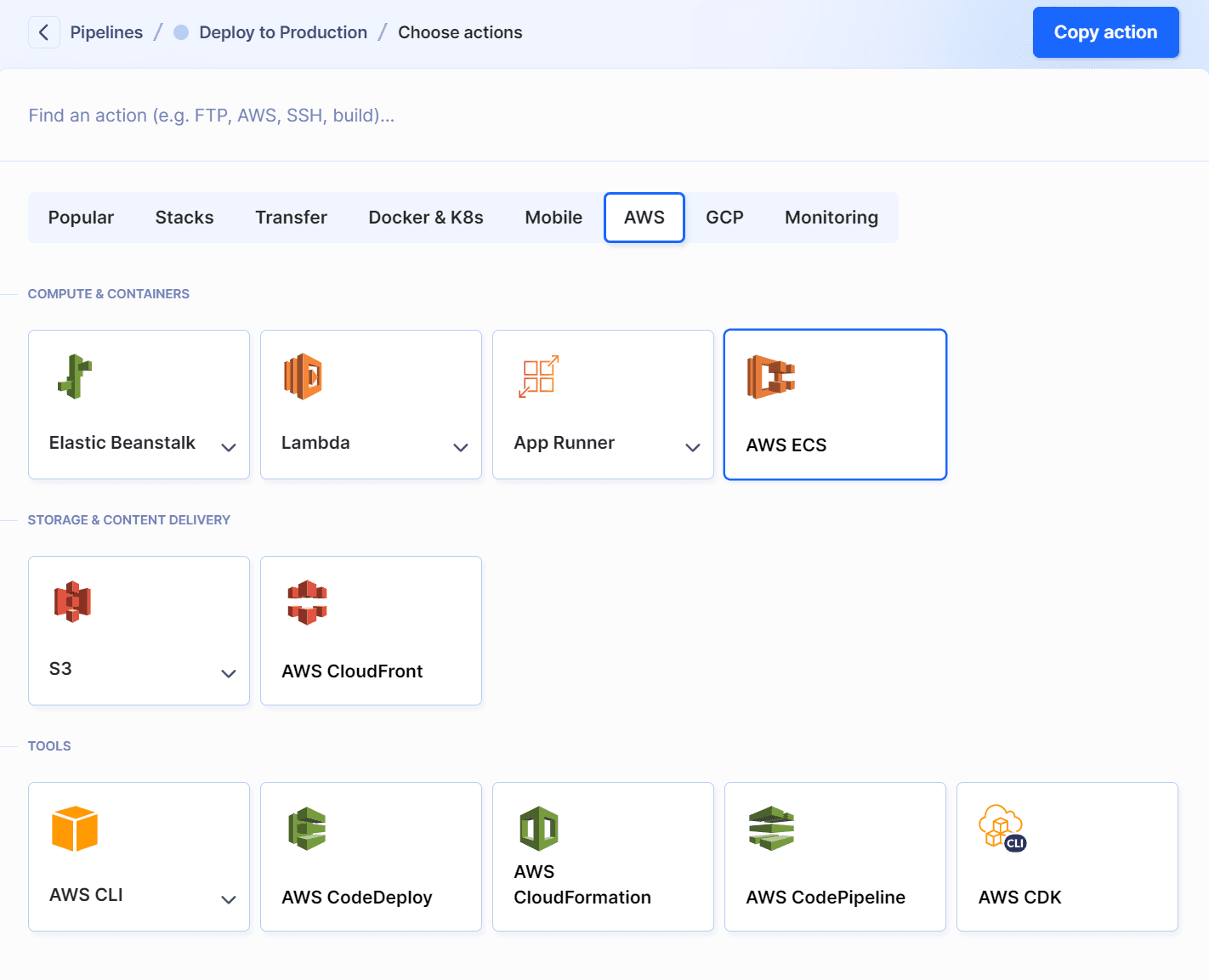 AWS actions