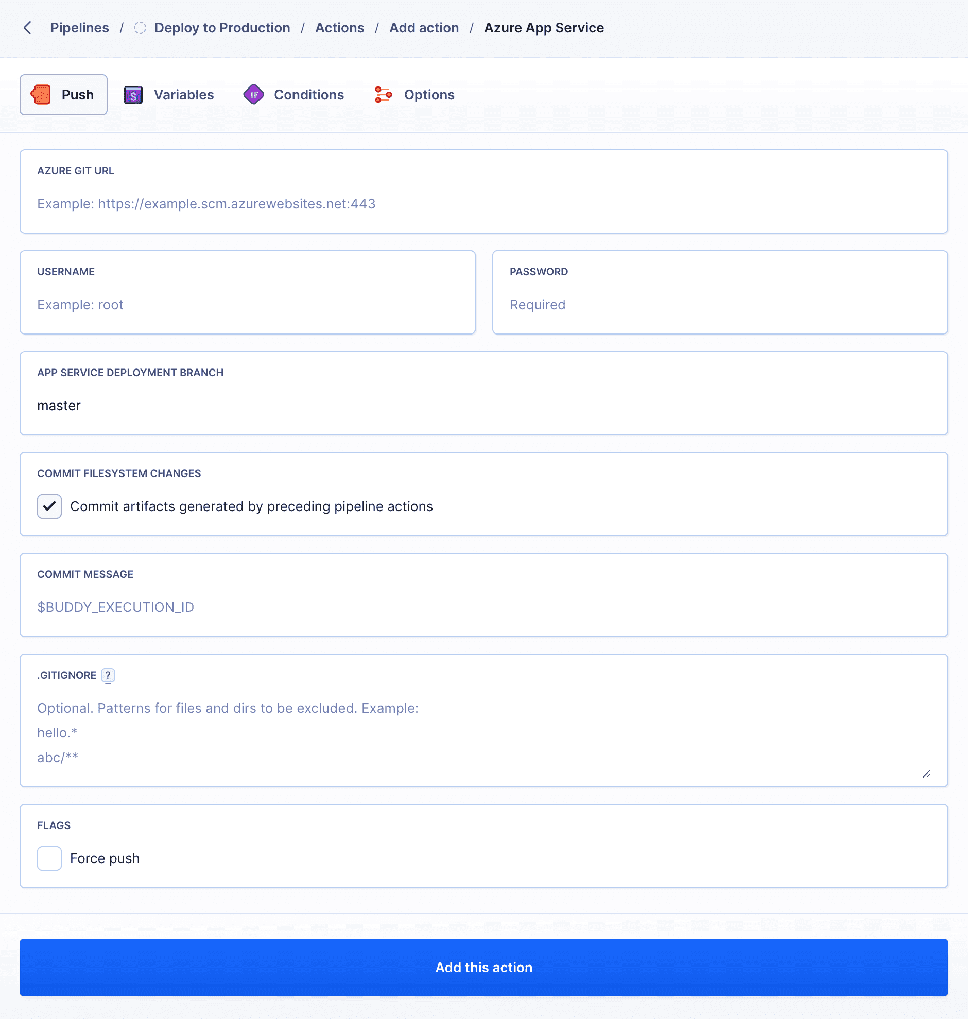 Azure configuration details