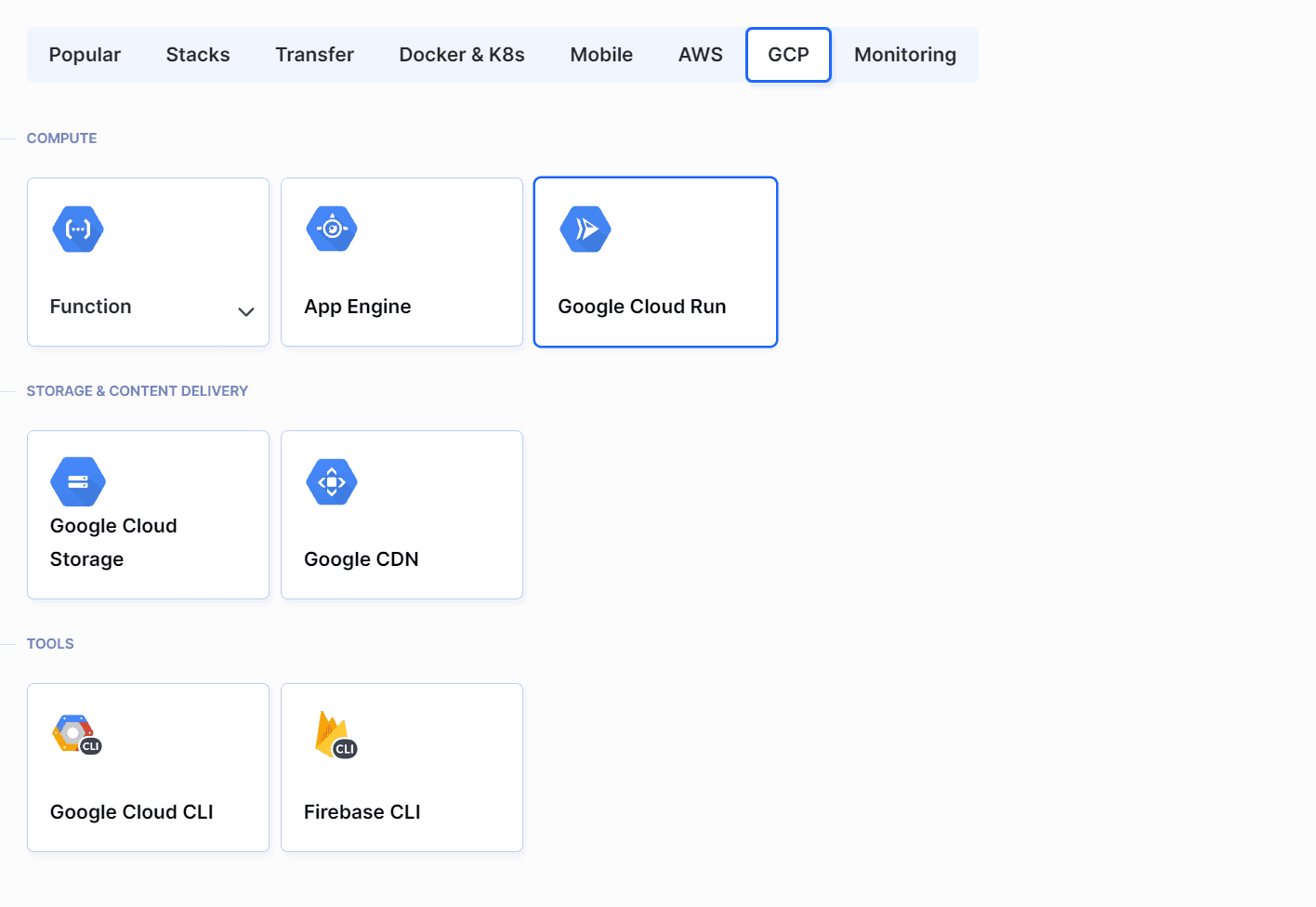 Google Cloud actions in Buddy