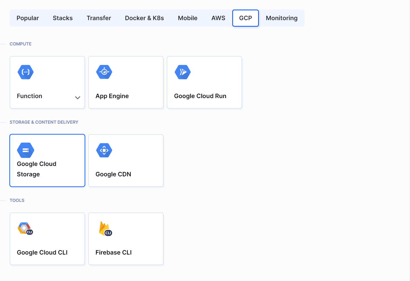 Google Cloud Platform actions in Buddy