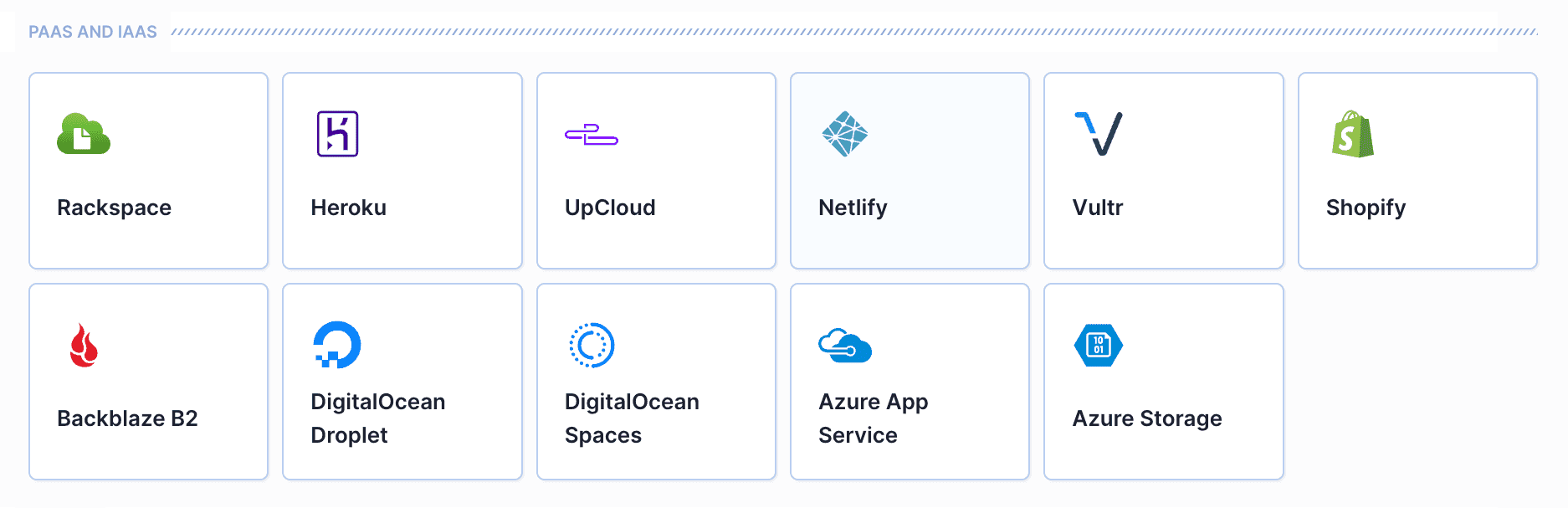 Netlify action in the PaaS and IaaS section