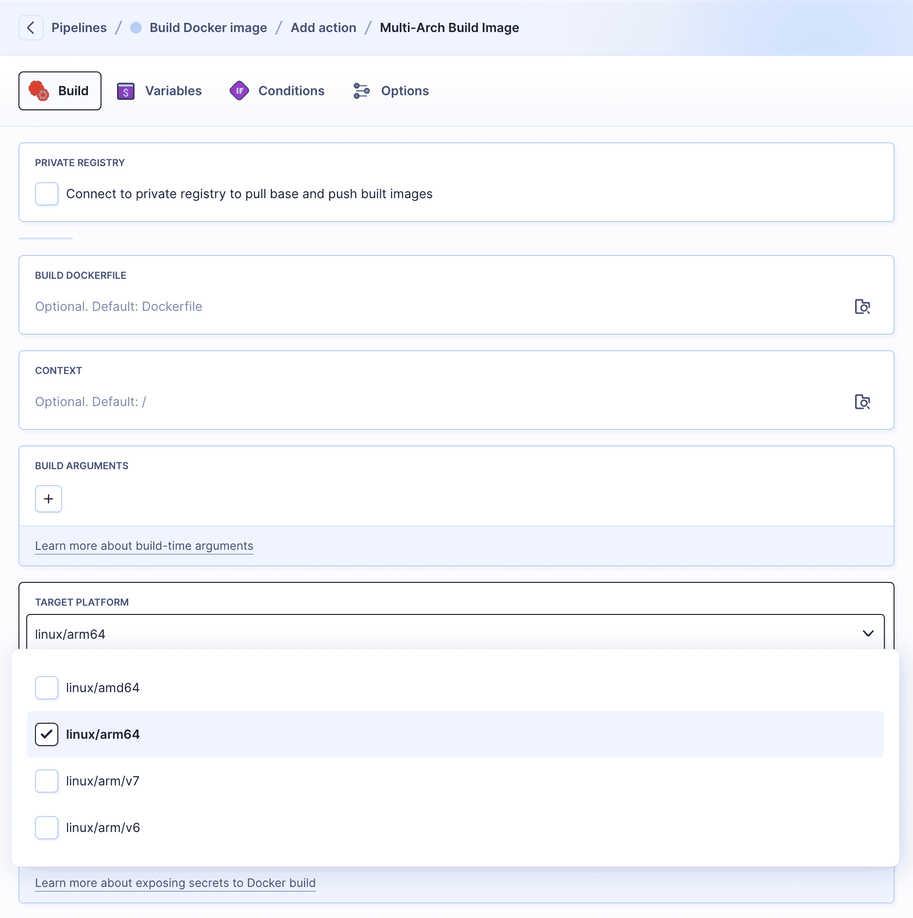 Choosing target platform for multi-arch Docker images