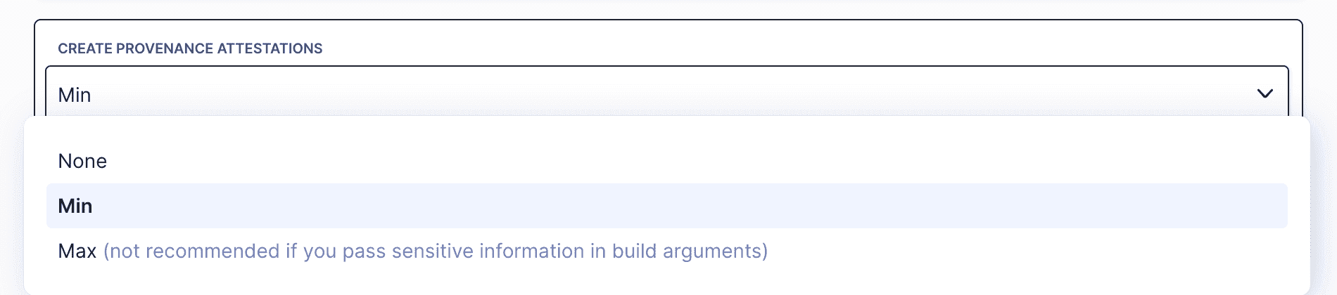 Provenance settings