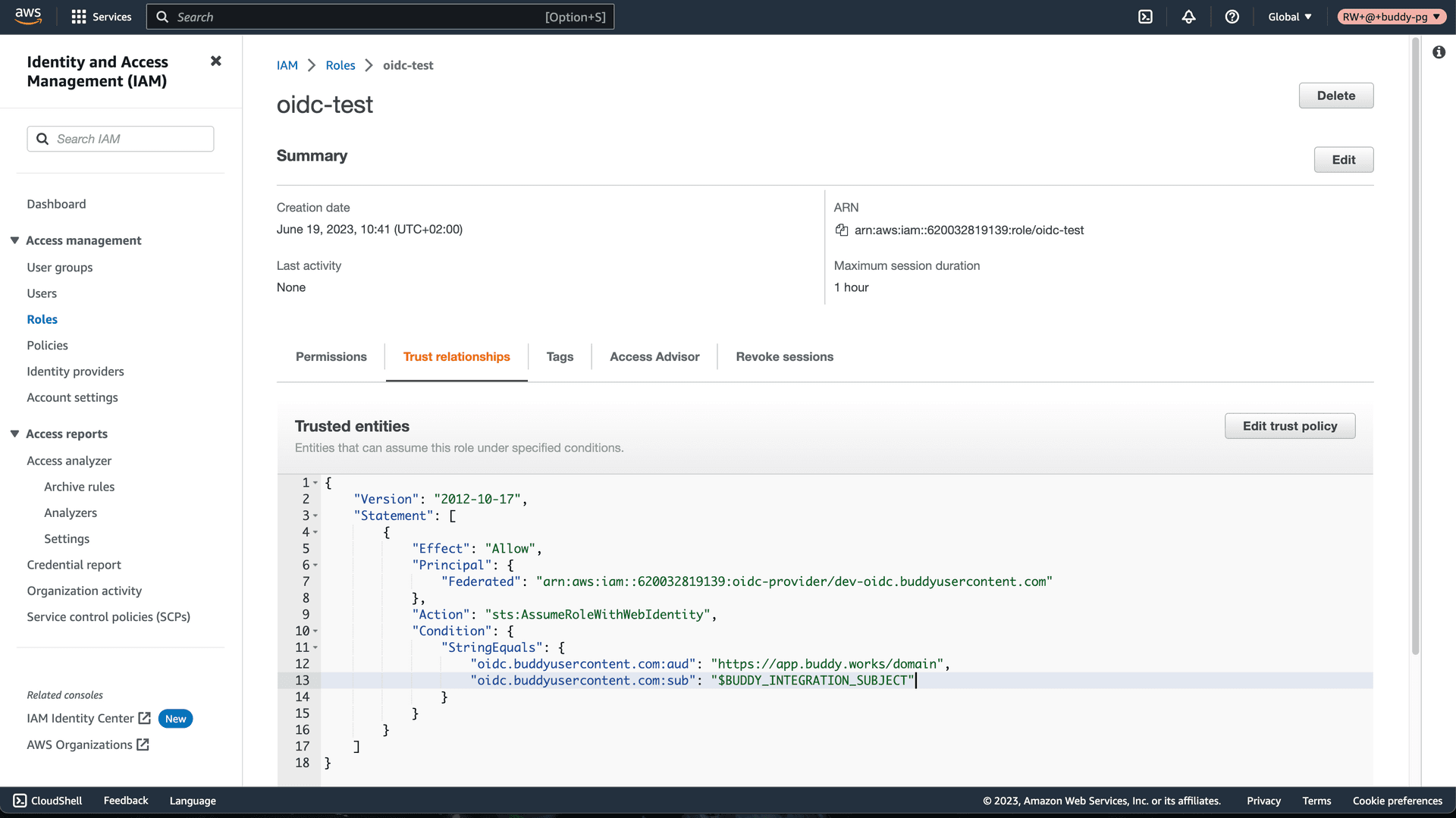 Restricting role to integration