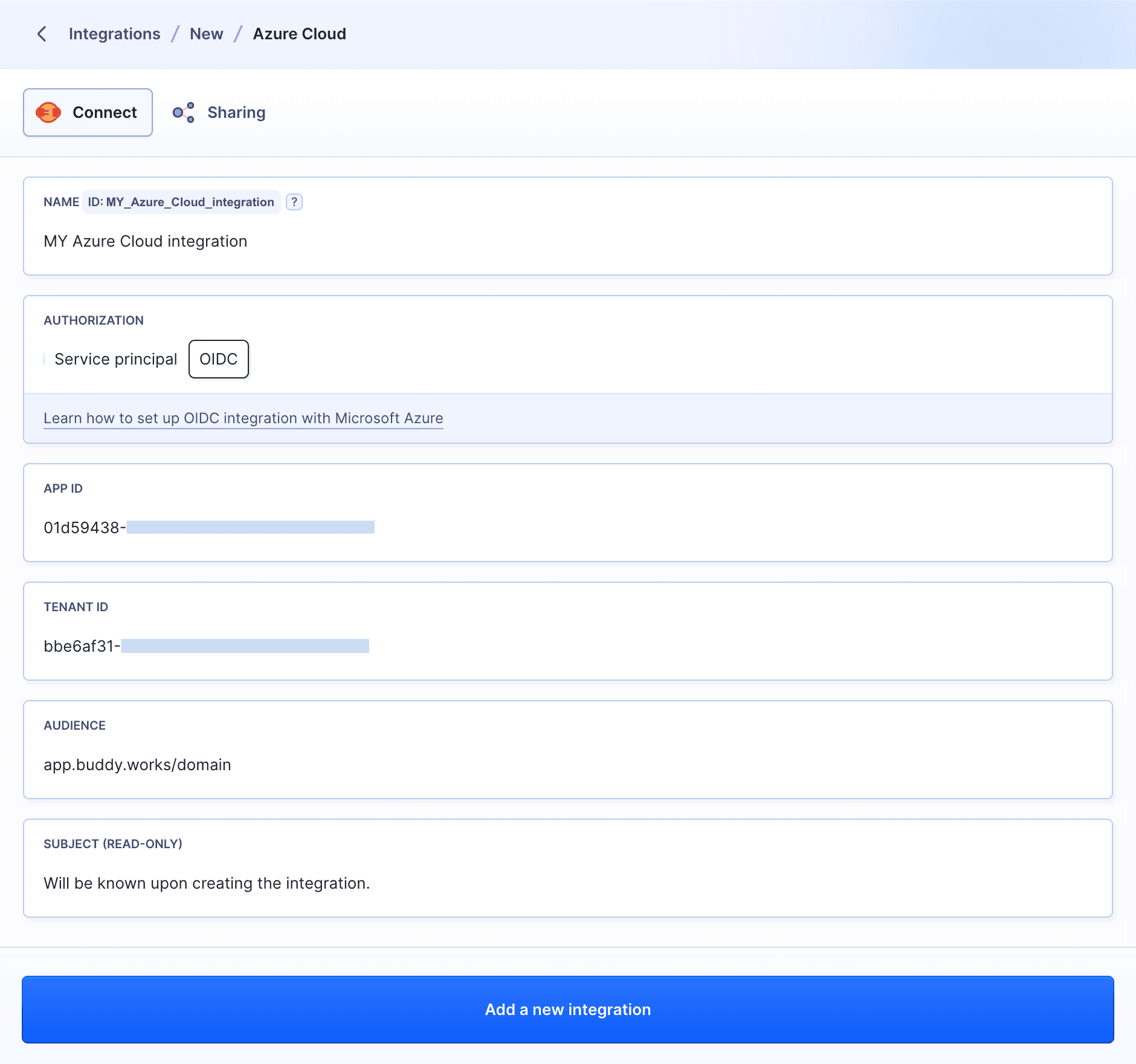 OIDC integration configuration