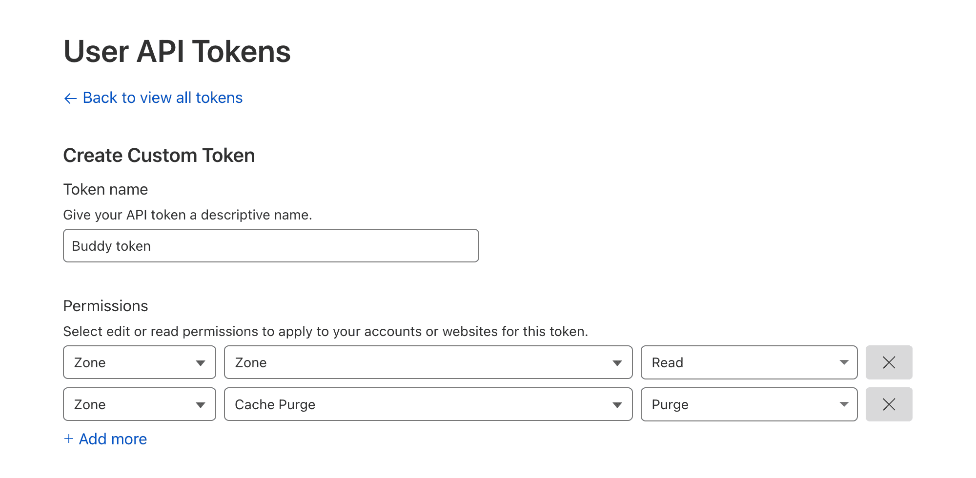 Cloudflare token configuration