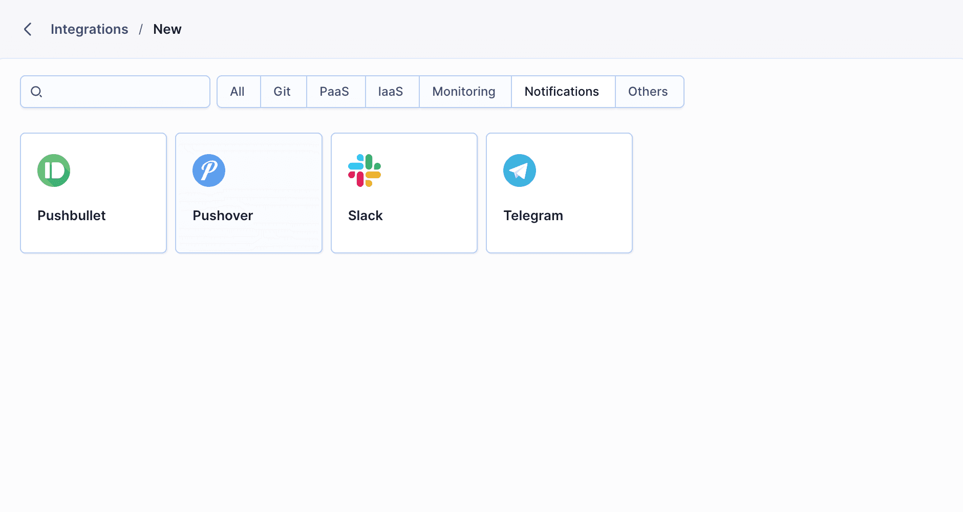 Pushover integration selection