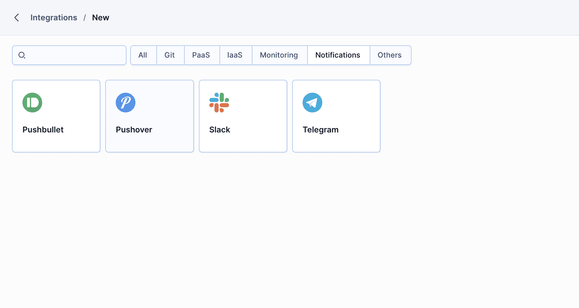 Pushover integration selection