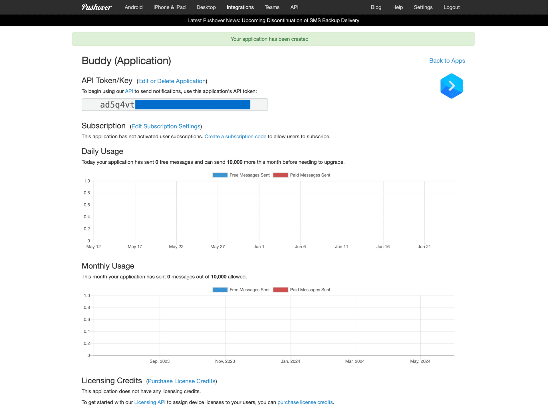 API Token for Buddy application