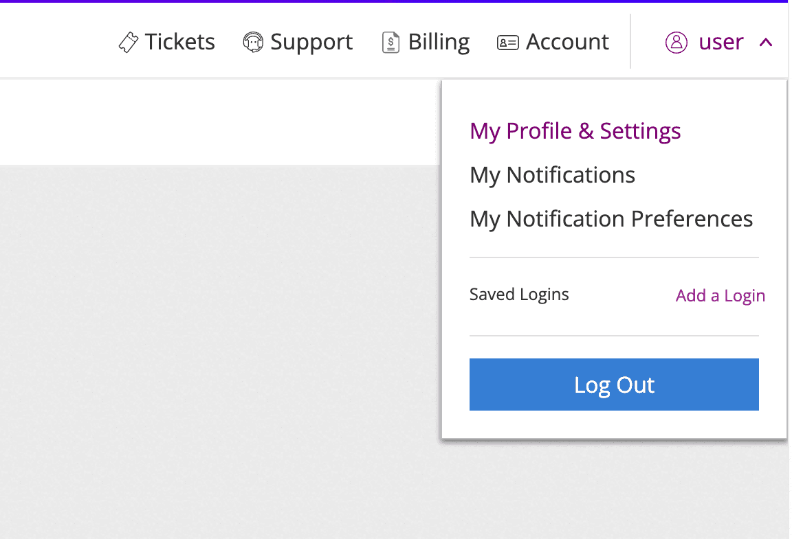 Profile & settings in Rackspace account