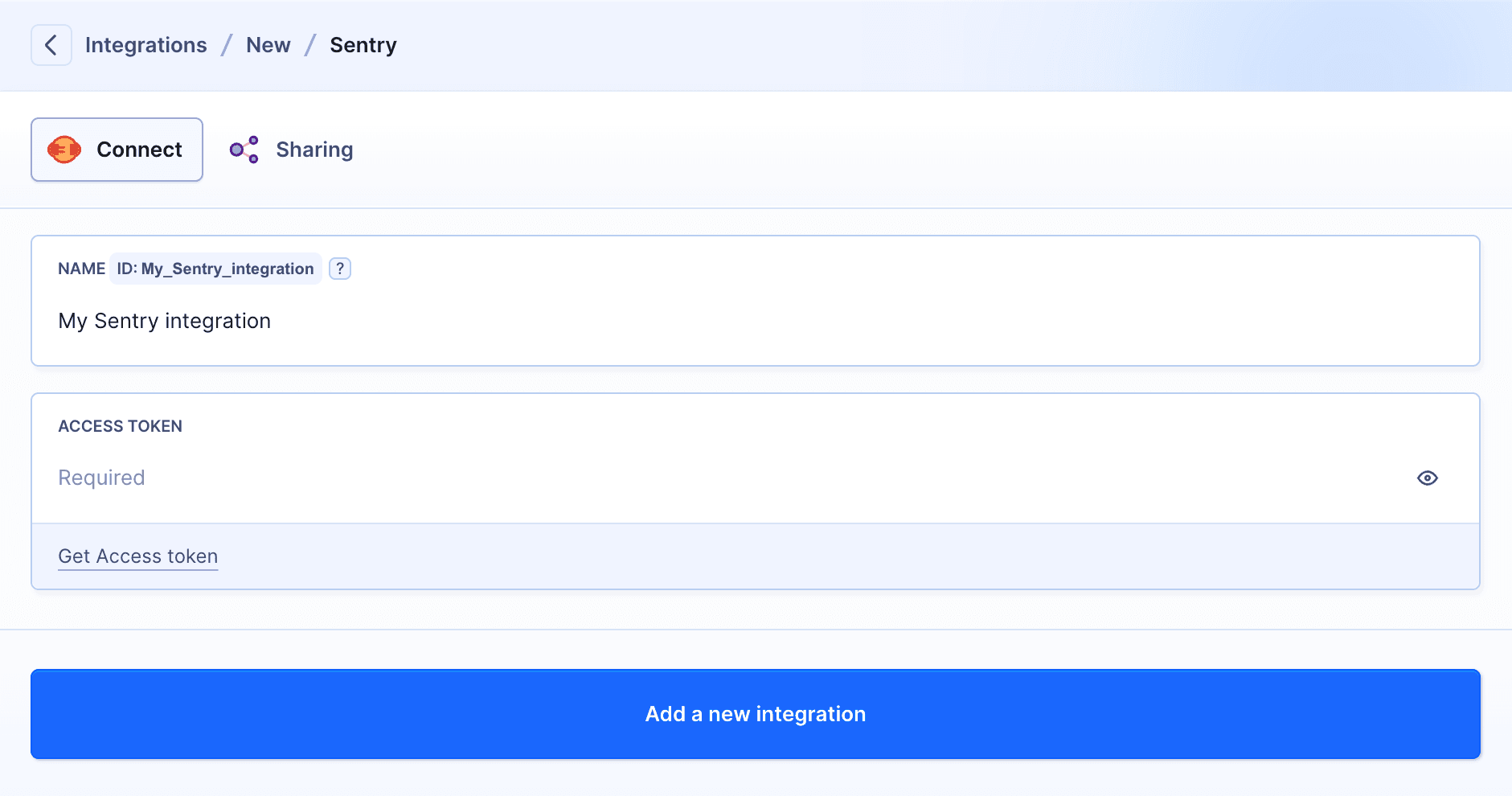 Sentry integration configuration